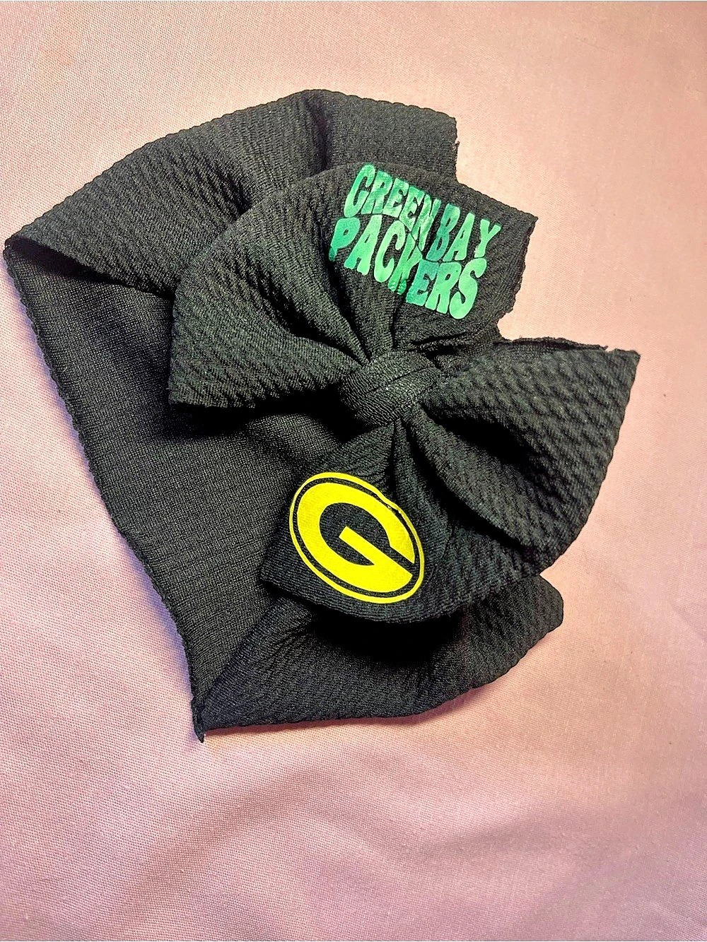 Green Bay Black Green Logo Bow